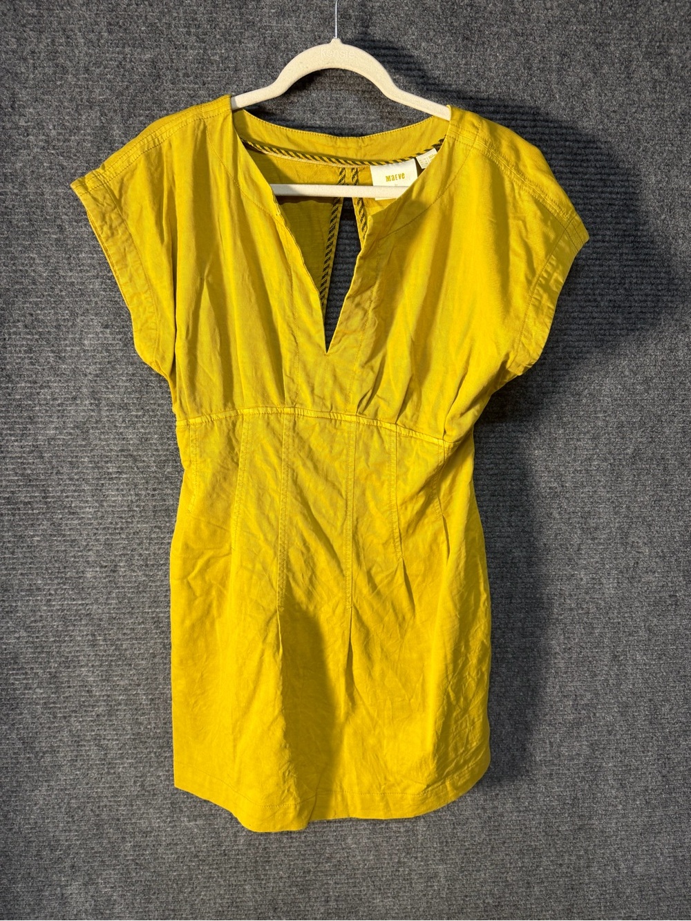 Anthropologie MAEVE mustard yellow V‑Neck Short Sleeve dress